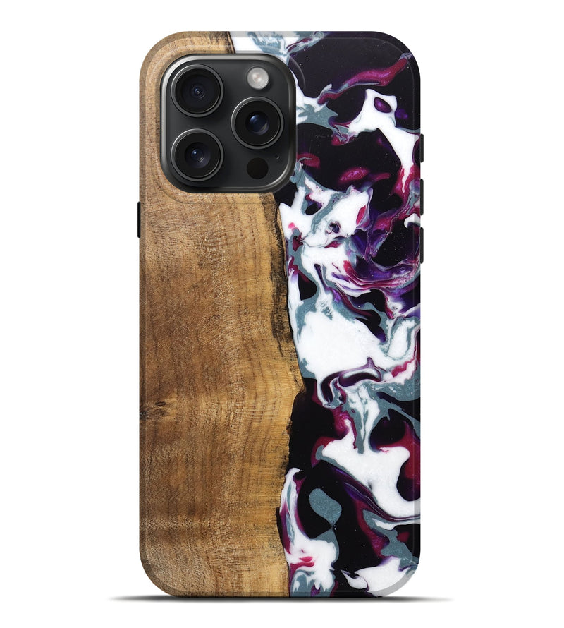 iPhone 16 Pro Max Wood Live Edge Phone Case - Retta (Purple, 745666)