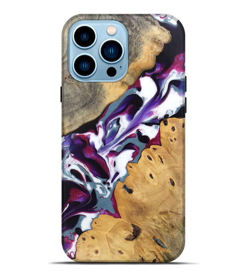 iPhone 14 Pro Max Wood Live Edge Phone Case - Naomi (Purple, 745667)