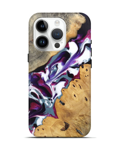 iPhone 15 Pro Wood Live Edge Phone Case - Naomi (Purple, 745667)