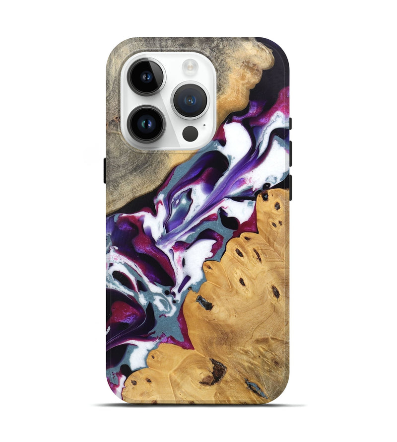 iPhone 15 Pro Wood Live Edge Phone Case - Naomi (Purple, 745667)