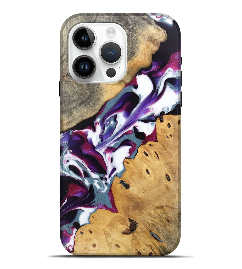 iPhone 15 Pro Max Wood Live Edge Phone Case - Naomi (Purple, 745667)