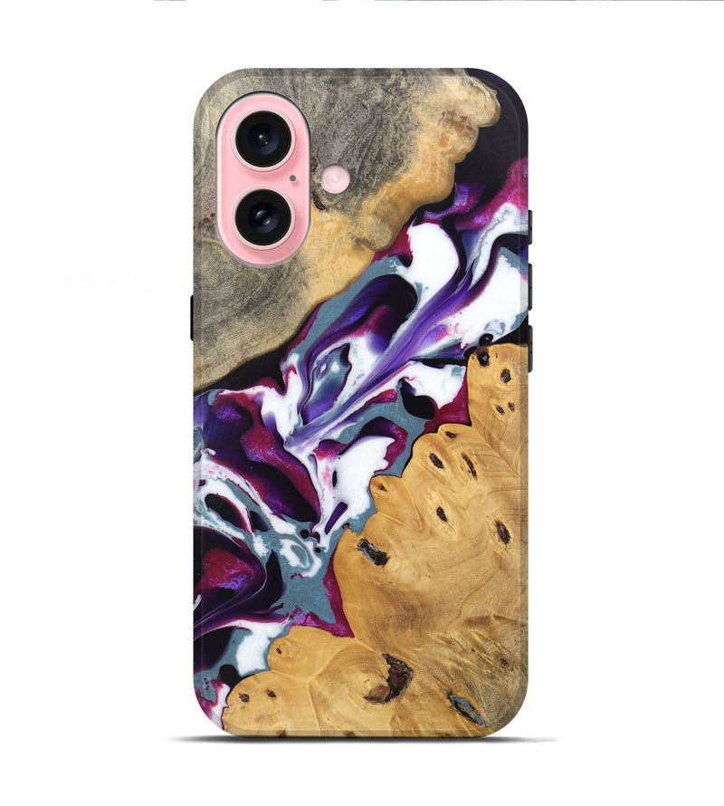 iPhone 16 Wood Live Edge Phone Case - Naomi (Purple, 745667)