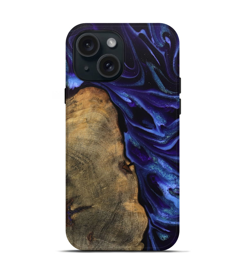 iPhone 15 Wood Live Edge Phone Case - Cherry (Purple, 745670)