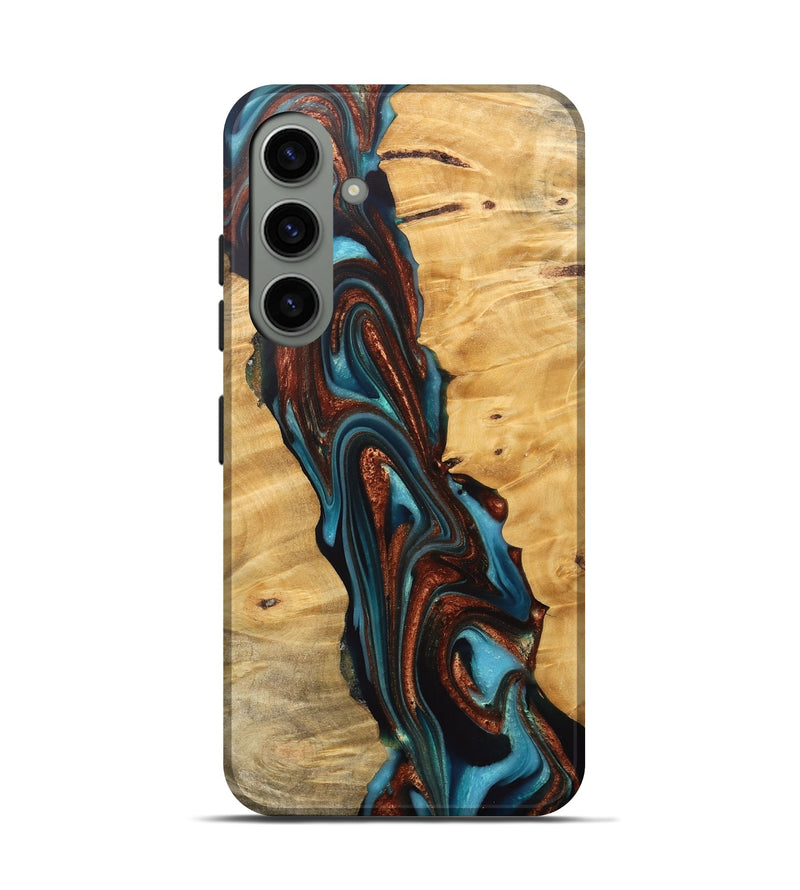 Galaxy S24 Wood Live Edge Phone Case - Reba (Teal & Gold, 745671)