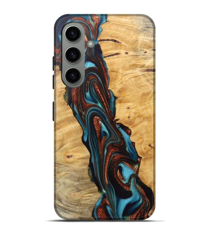 Galaxy S24 Plus Wood Live Edge Phone Case - Reba (Teal & Gold, 745671)