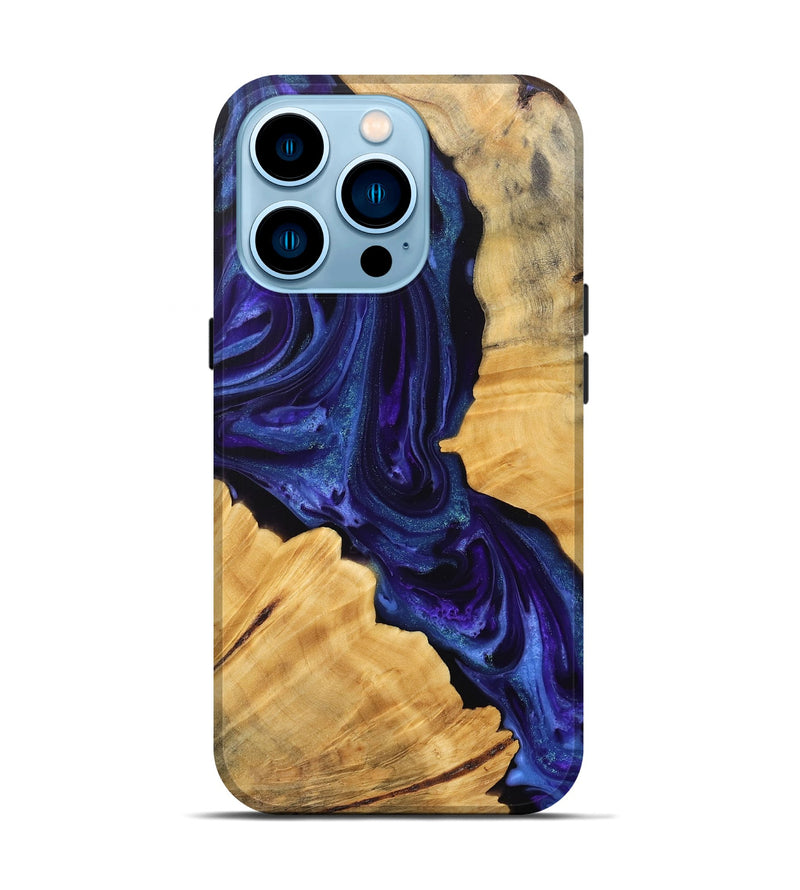 iPhone 14 Pro Wood Live Edge Phone Case - Laura (Purple, 745673)