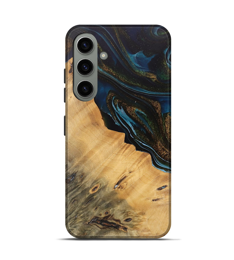 Galaxy S24 Wood Live Edge Phone Case - Maggie (Teal & Gold, 745674)