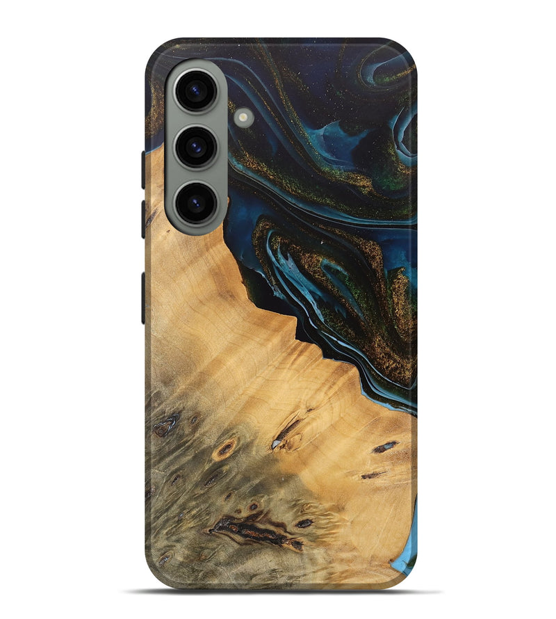 Galaxy S24 Plus Wood Live Edge Phone Case - Maggie (Teal & Gold, 745674)