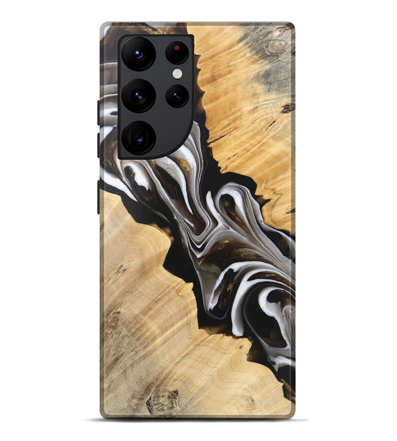 Galaxy S22 Ultra Wood Live Edge Phone Case - Winston (Black & White, 745676)