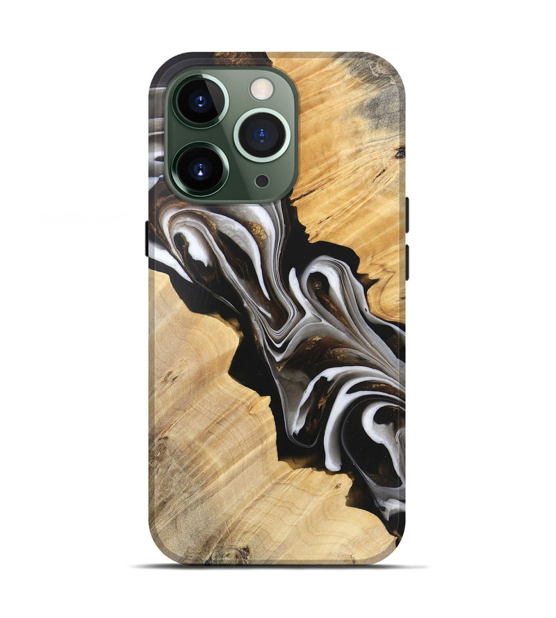 iPhone 13 Pro Wood Live Edge Phone Case - Winston (Black & White, 745676)