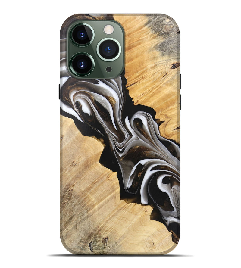 iPhone 13 Pro Max Wood Live Edge Phone Case - Winston (Black & White, 745676)