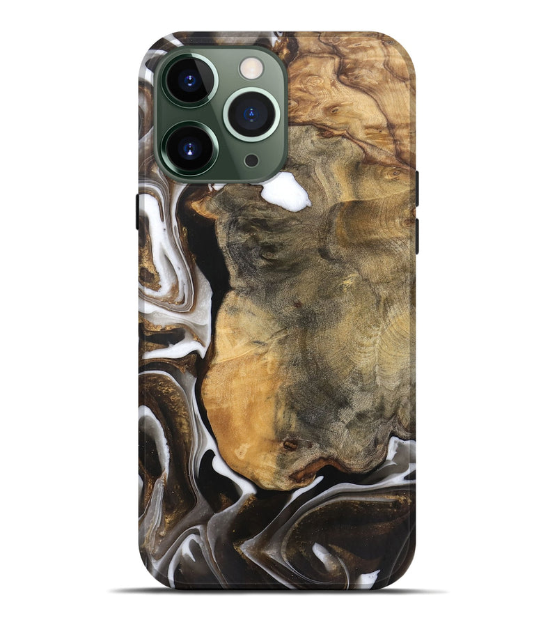 iPhone 13 Pro Max Wood Live Edge Phone Case - Katlin (Black & White, 745677)