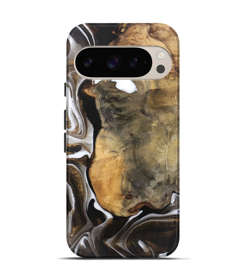 Pixel 9 Pro Wood Live Edge Phone Case - Katlin (Black & White, 745677)