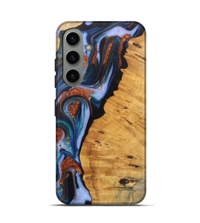 Galaxy S24 Wood Live Edge Phone Case - Davin (Teal & Gold, 745679)