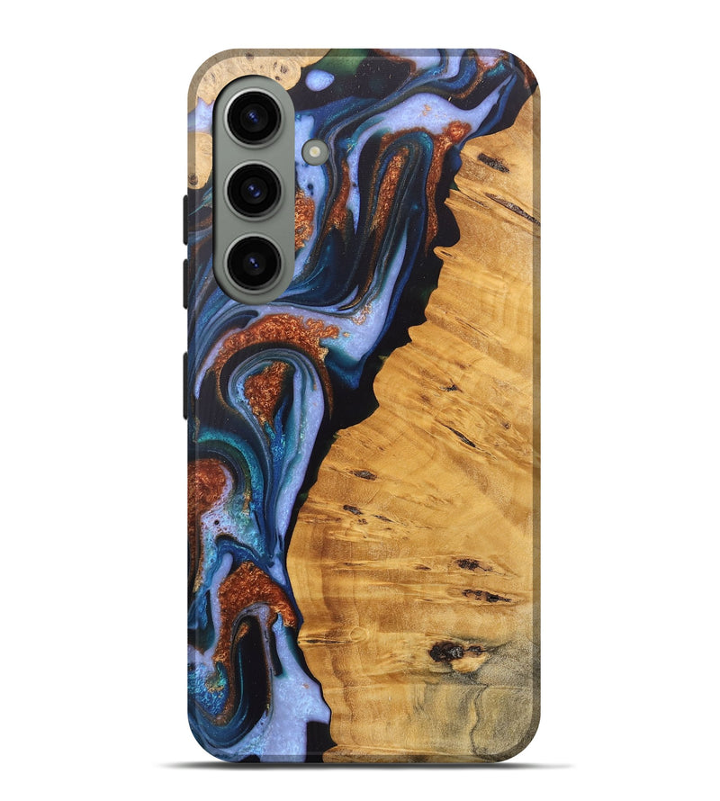 Galaxy S24 Plus Wood Live Edge Phone Case - Davin (Teal & Gold, 745679)