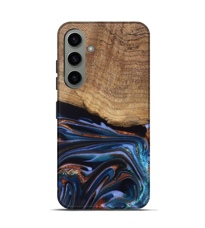 Galaxy S24 Wood Live Edge Phone Case - Shanta (Teal & Gold, 745681)