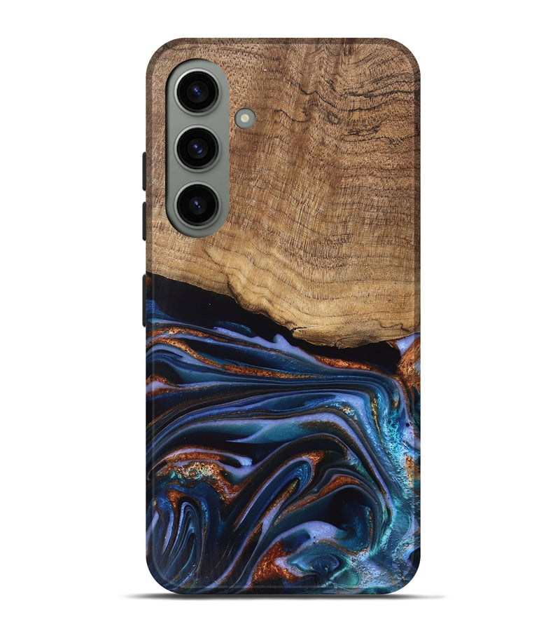 Galaxy S24 Plus Wood Live Edge Phone Case - Shanta (Teal & Gold, 745681)