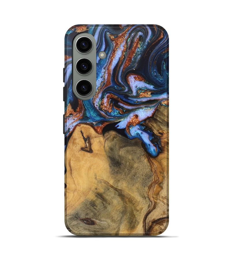 Galaxy S24 Wood Live Edge Phone Case - Dario (Teal & Gold, 745682)