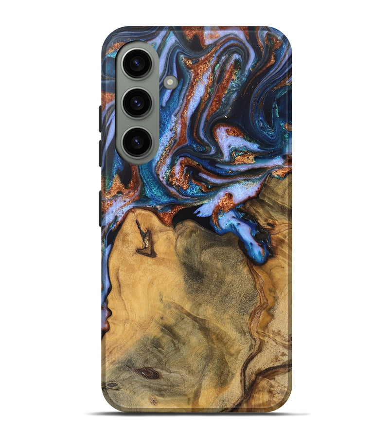 Galaxy S24 Plus Wood Live Edge Phone Case - Dario (Teal & Gold, 745682)