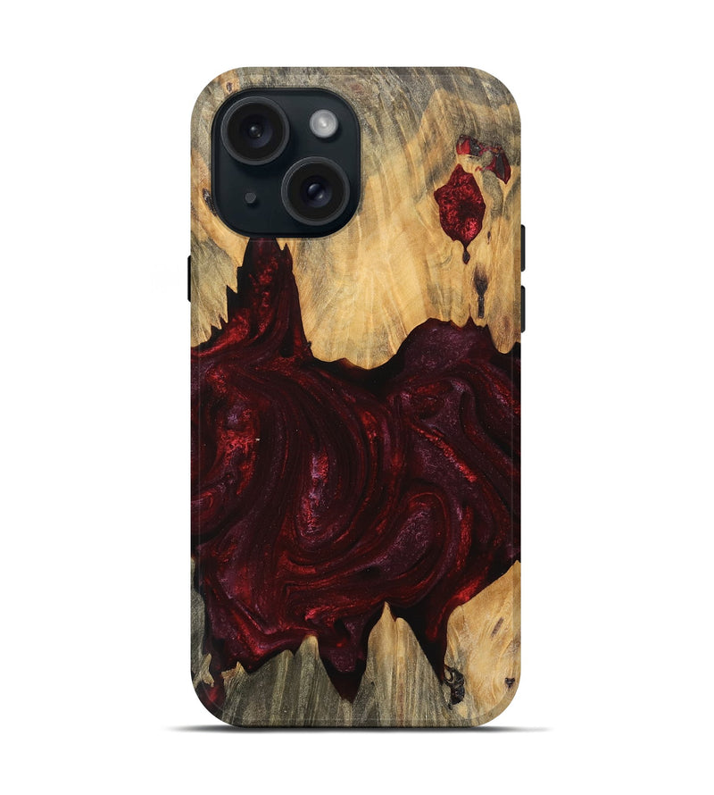 iPhone 15 Wood Live Edge Phone Case - Jaziel (Red, 745688)