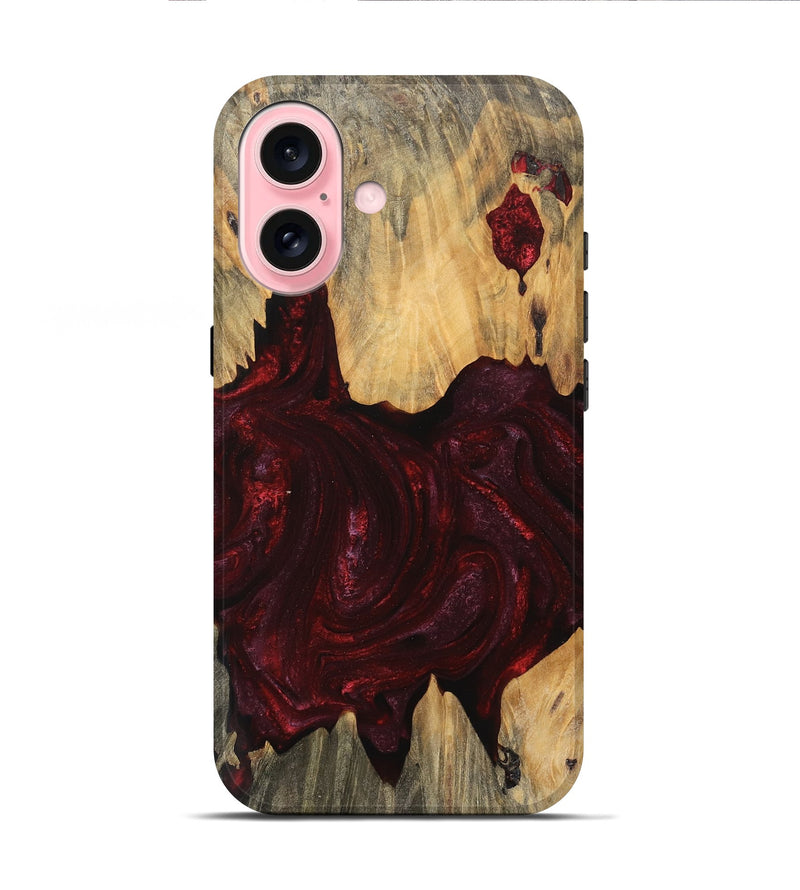 iPhone 16 Wood Live Edge Phone Case - Jaziel (Red, 745688)