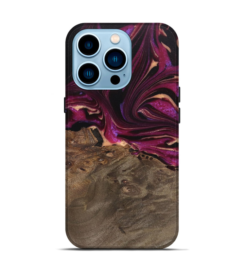 iPhone 14 Pro Wood Live Edge Phone Case - Ellen (Purple, 745689)