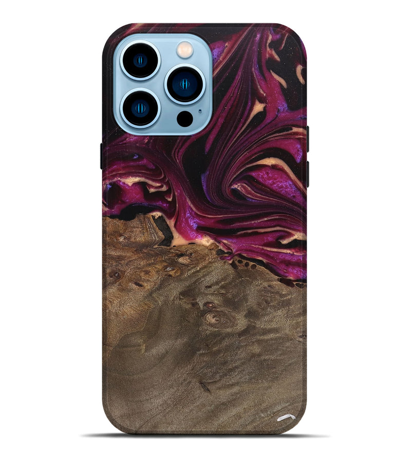 iPhone 14 Pro Max Wood Live Edge Phone Case - Ellen (Purple, 745689)