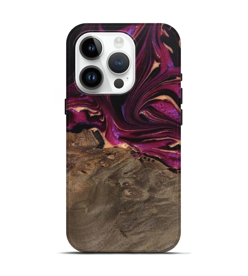 iPhone 15 Pro Wood Live Edge Phone Case - Ellen (Purple, 745689)