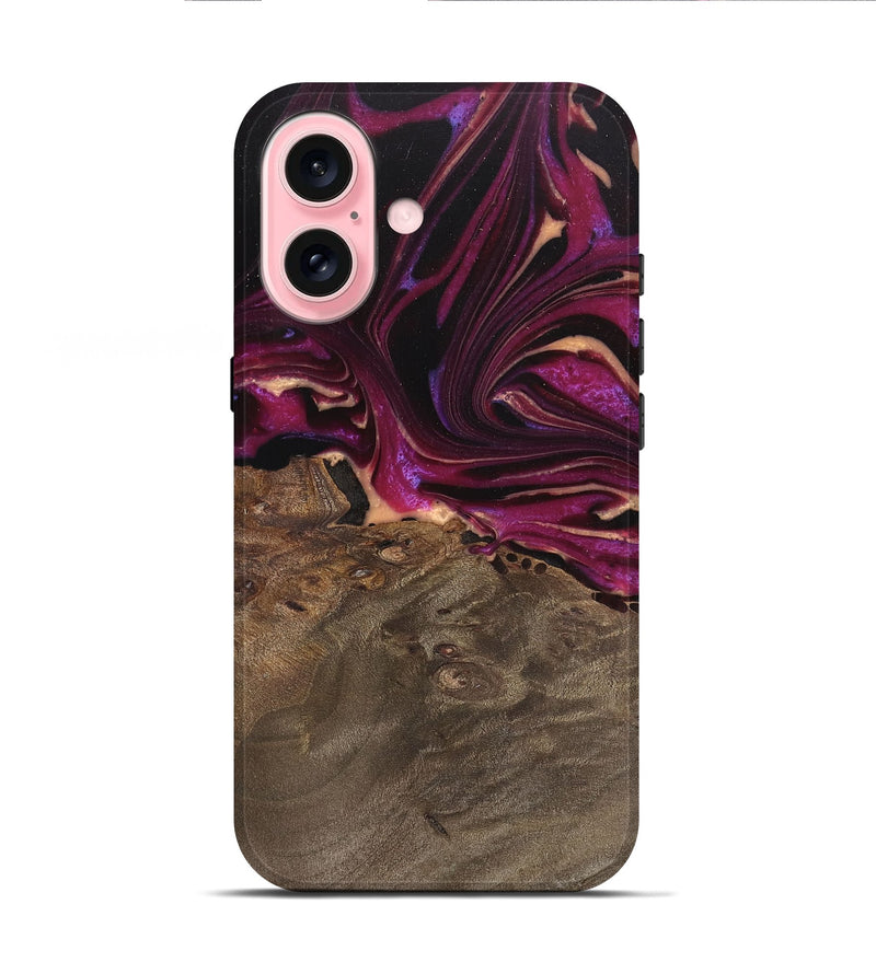 iPhone 16 Wood Live Edge Phone Case - Ellen (Purple, 745689)