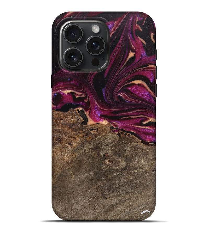 iPhone 16 Pro Max Wood Live Edge Phone Case - Ellen (Purple, 745689)