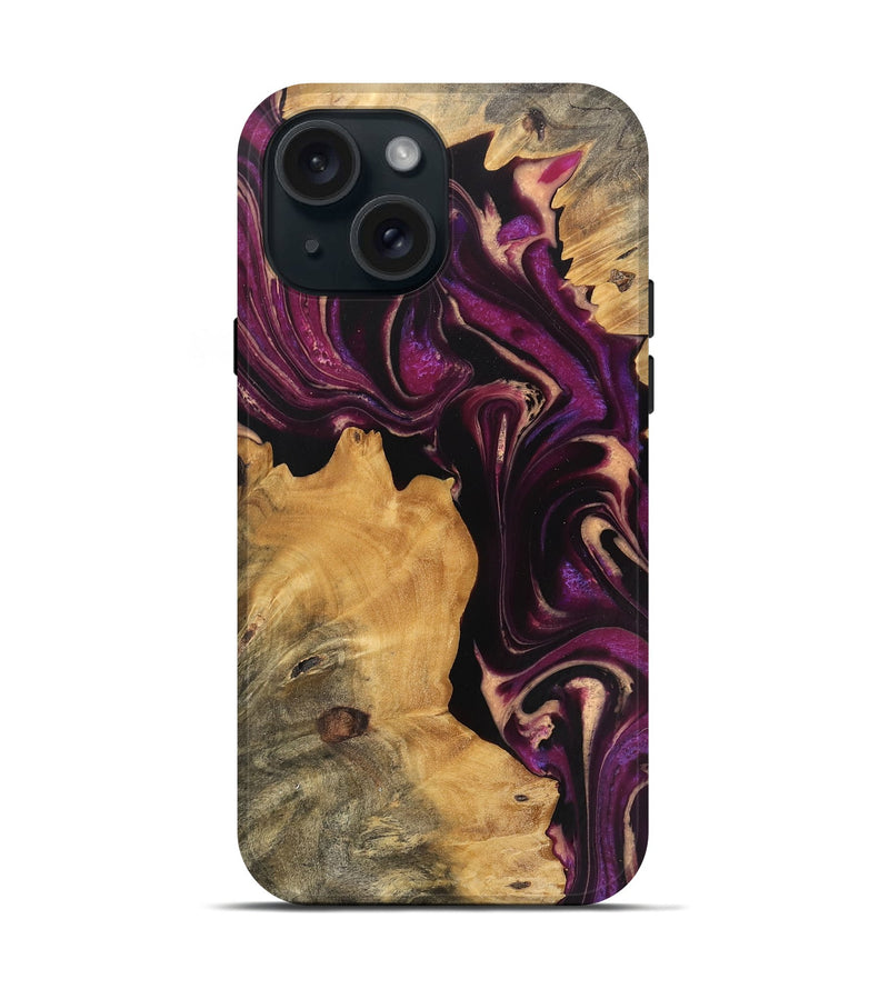 iPhone 15 Wood Live Edge Phone Case - Austyn (Purple, 745691)