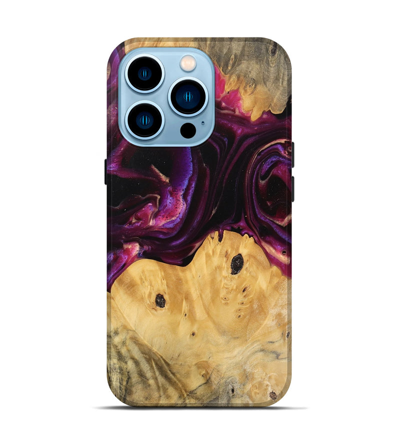 iPhone 14 Pro Wood Live Edge Phone Case - Wilber (Purple, 745692)