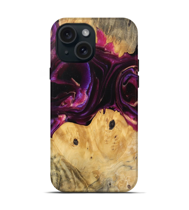 iPhone 15 Wood Live Edge Phone Case - Wilber (Purple, 745692)