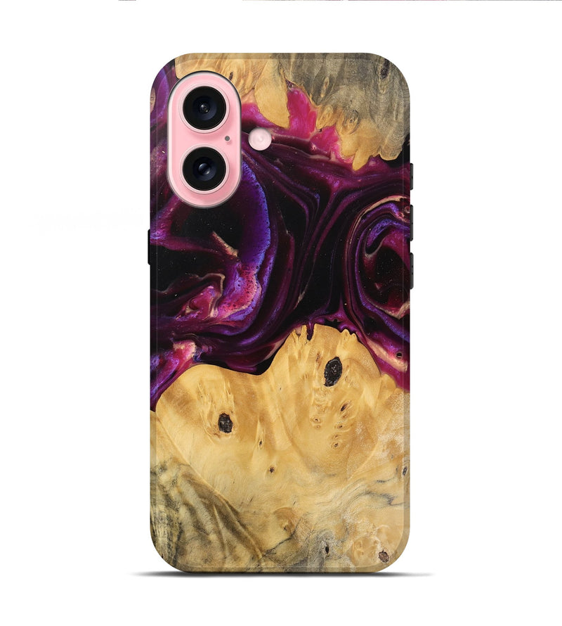 iPhone 16 Wood Live Edge Phone Case - Wilber (Purple, 745692)