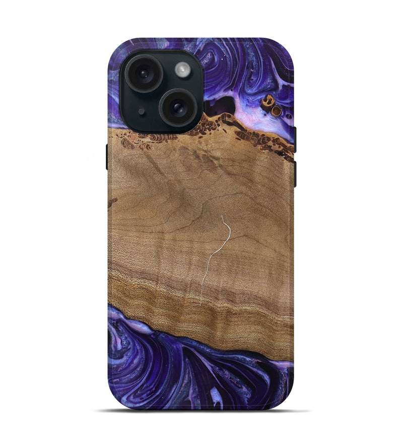 iPhone 15 Wood Live Edge Phone Case - Lacie (Purple, 745693)