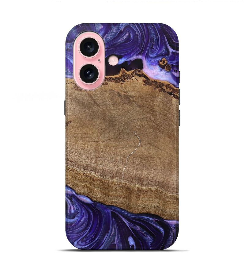 iPhone 16 Wood Live Edge Phone Case - Lacie (Purple, 745693)