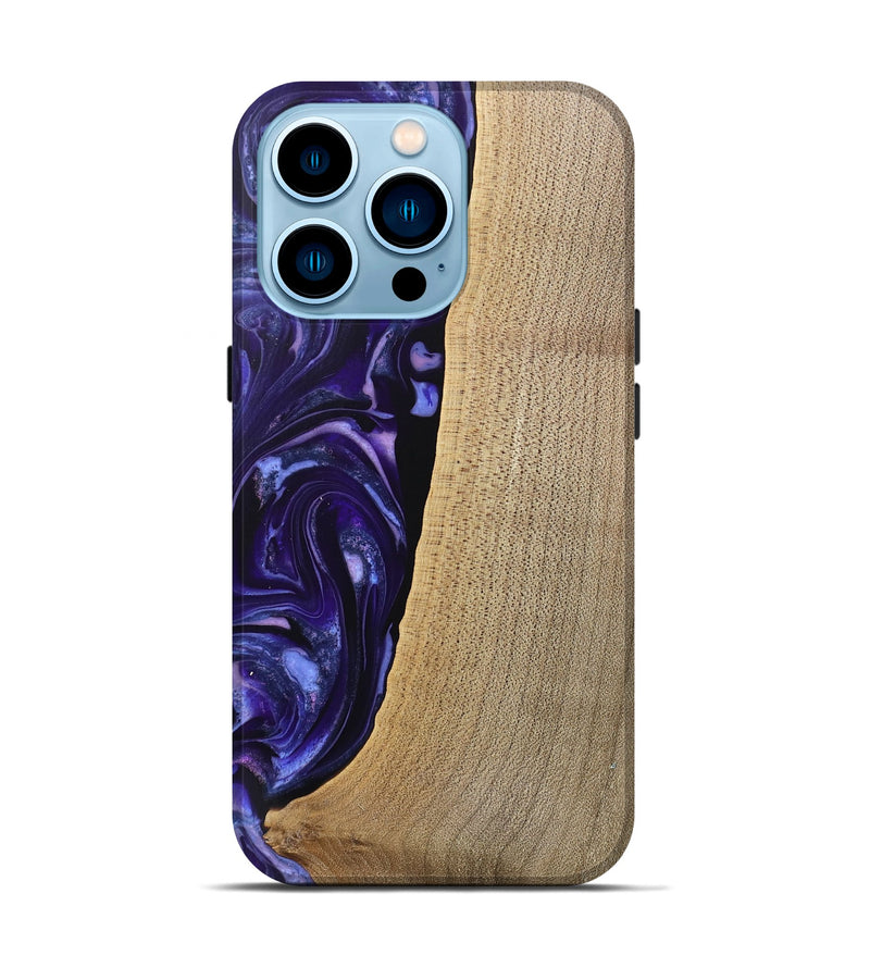 iPhone 14 Pro Wood Live Edge Phone Case - Sasha (Purple, 745694)