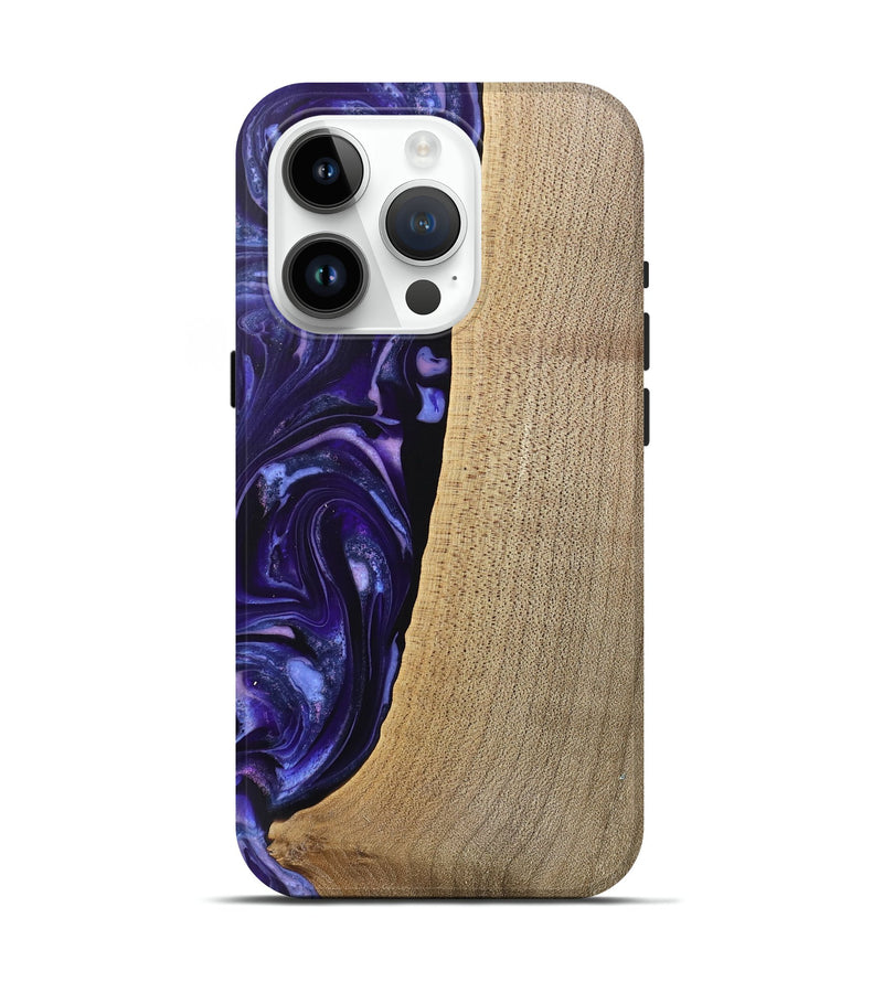 iPhone 15 Pro Wood Live Edge Phone Case - Sasha (Purple, 745694)