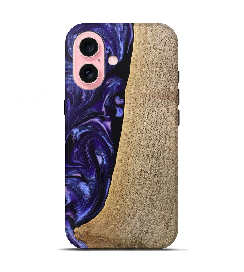 iPhone 16 Wood Live Edge Phone Case - Sasha (Purple, 745694)