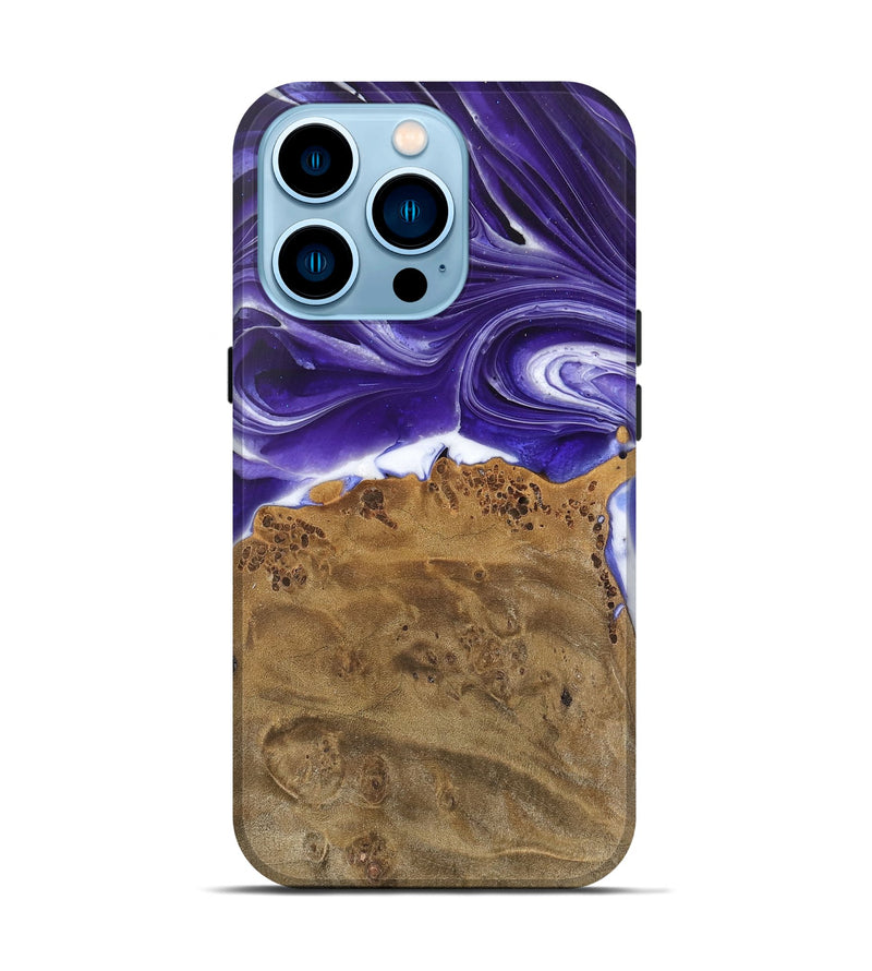 iPhone 14 Pro Wood Live Edge Phone Case - Estella (Purple, 745695)