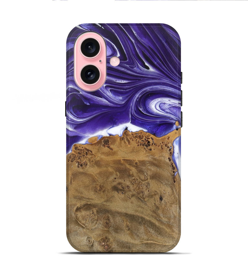 iPhone 16 Wood Live Edge Phone Case - Estella (Purple, 745695)