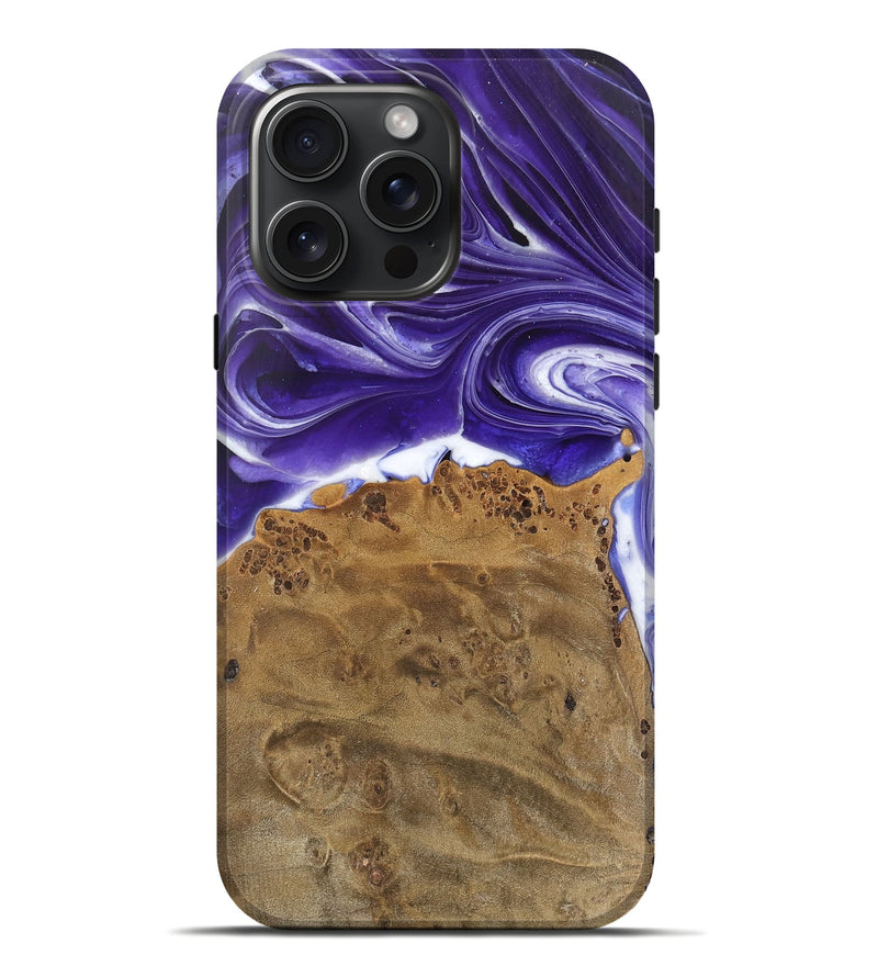 iPhone 16 Pro Max Wood Live Edge Phone Case - Estella (Purple, 745695)