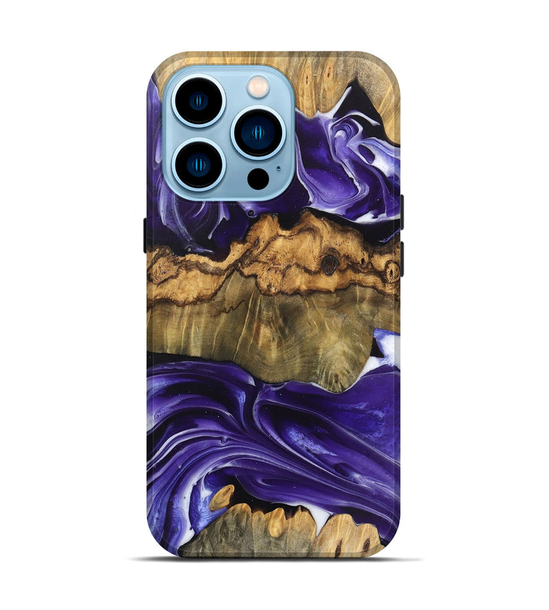 iPhone 14 Pro Wood Live Edge Phone Case - Ernest (Purple, 745696)