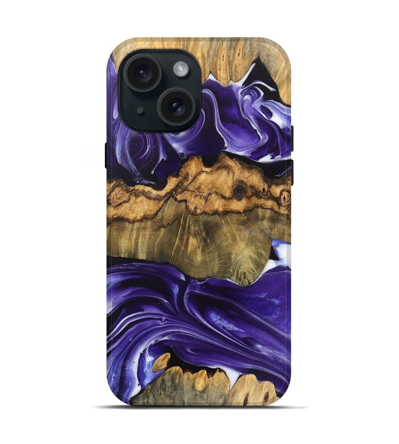 iPhone 15 Wood Live Edge Phone Case - Ernest (Purple, 745696)