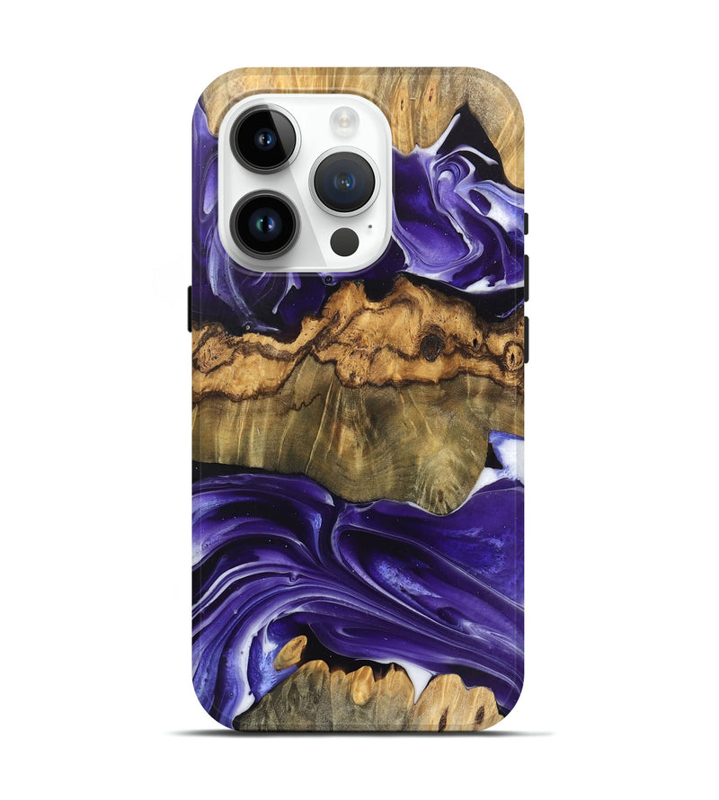 iPhone 15 Pro Wood Live Edge Phone Case - Ernest (Purple, 745696)