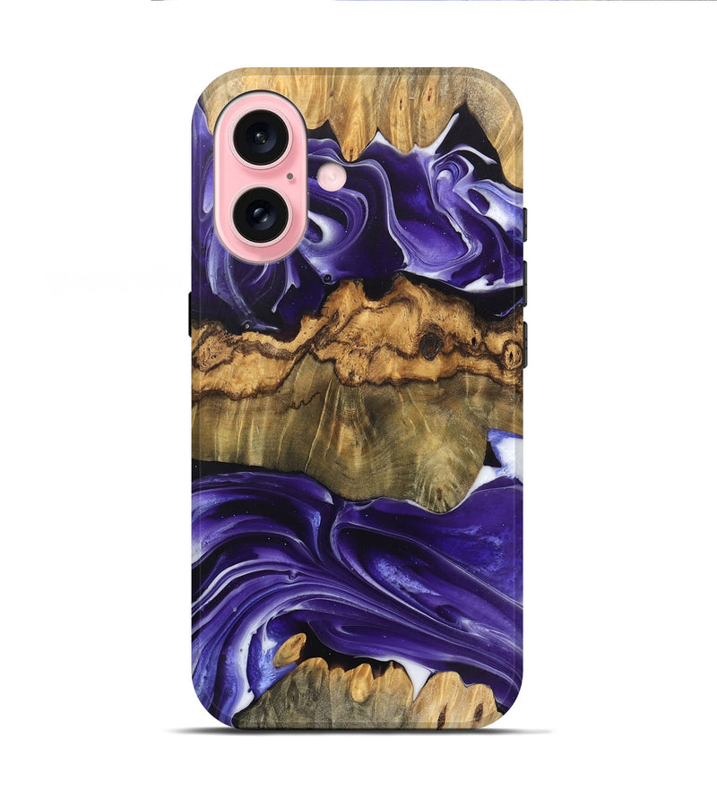 iPhone 16 Wood Live Edge Phone Case - Ernest (Purple, 745696)