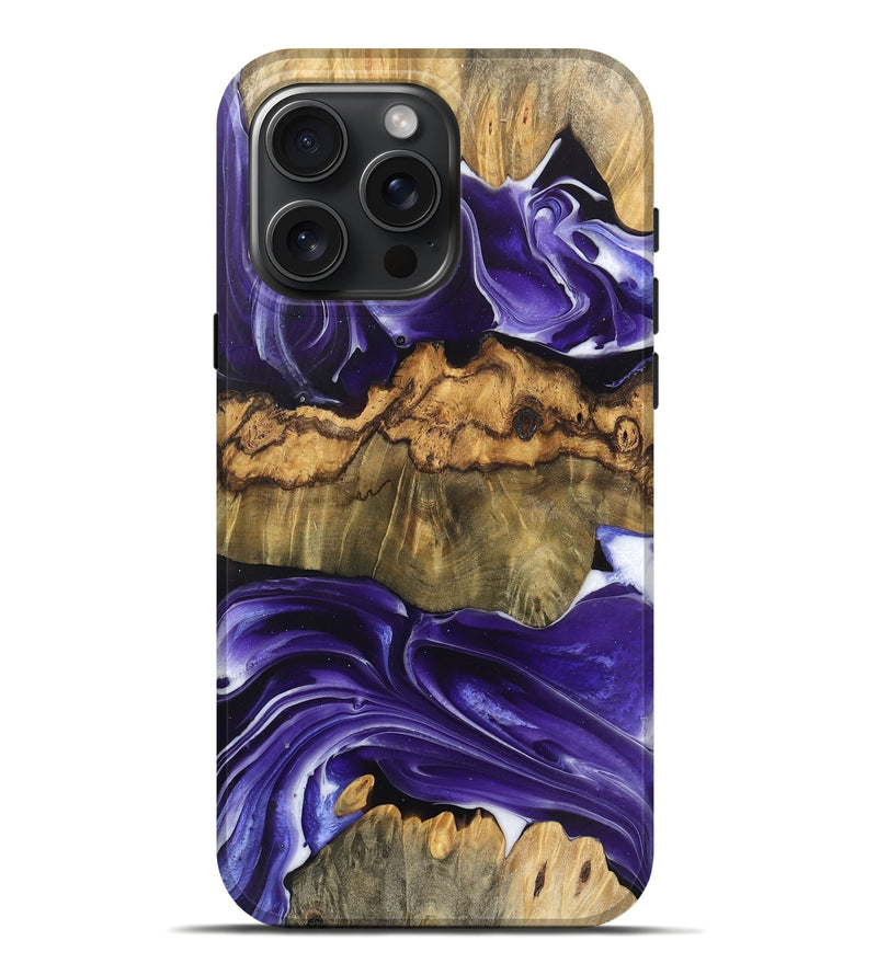 iPhone 16 Pro Max Wood Live Edge Phone Case - Ernest (Purple, 745696)