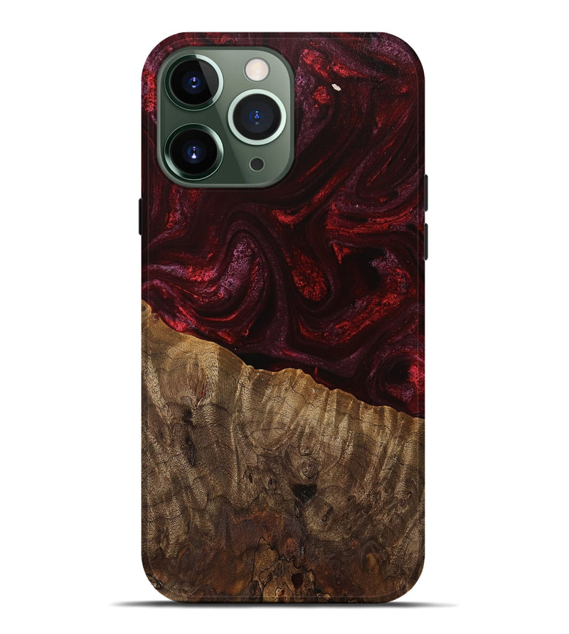 iPhone 13 Pro Max Wood Live Edge Phone Case - Tariq (Red, 745697)