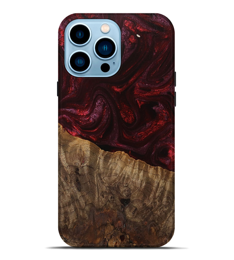 iPhone 14 Pro Max Wood Live Edge Phone Case - Tariq (Red, 745697)