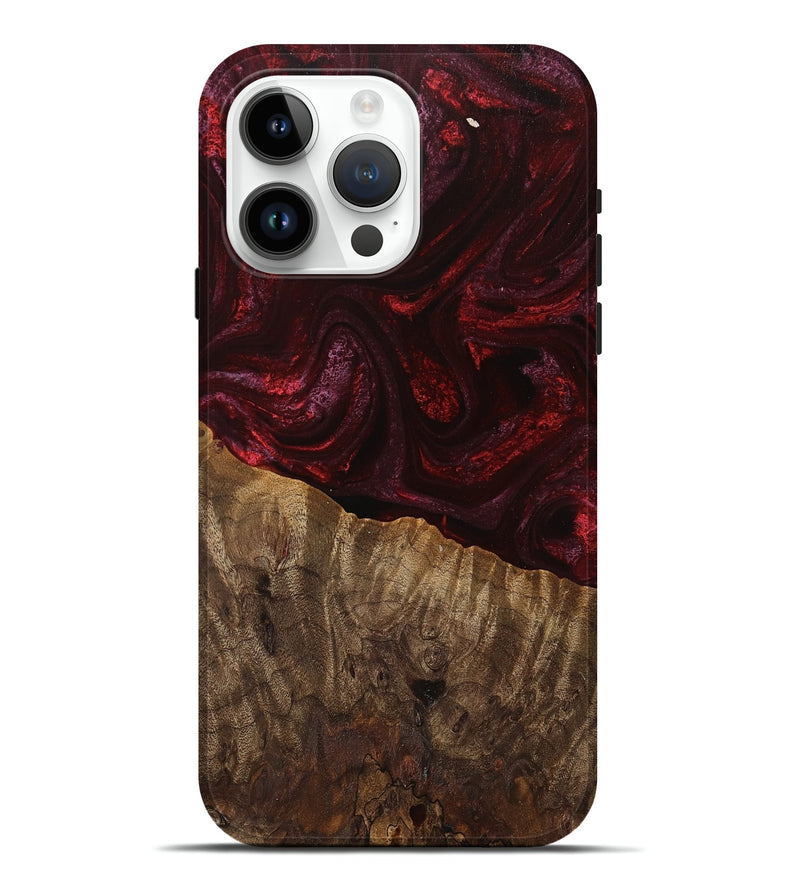 iPhone 15 Pro Max Wood Live Edge Phone Case - Tariq (Red, 745697)